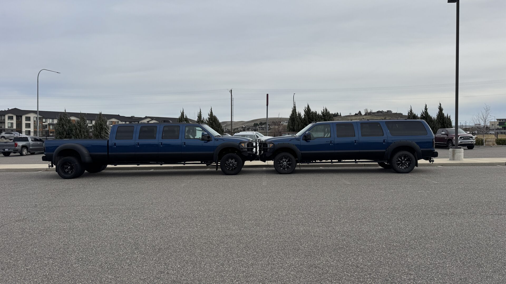 BlueFire trucks parked outdoors