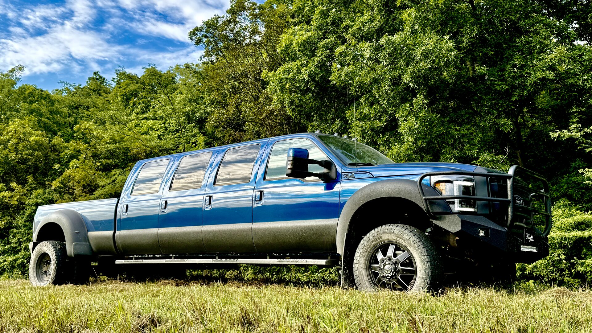 BlueFire truck in the woods